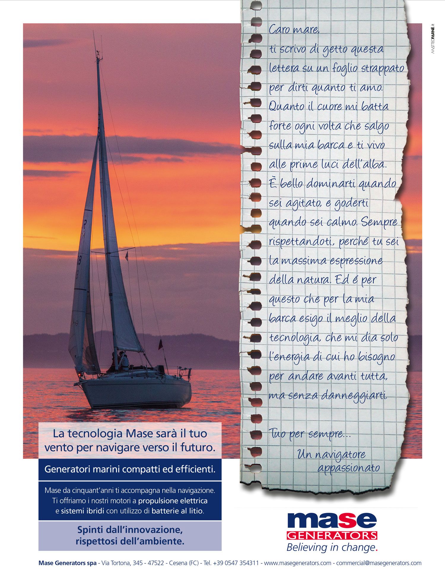 pagina pubblicitaria campagna adv stampa mase soggetto lettera