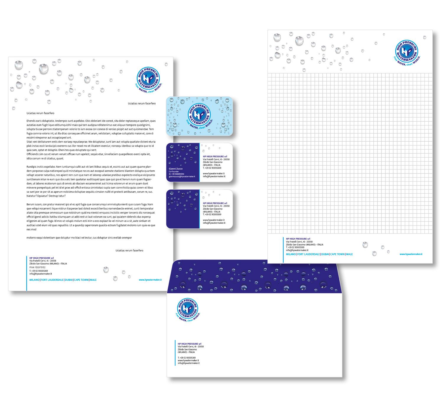 Matteo Farnè HP watermakers Immagine coordinata corporate identity 