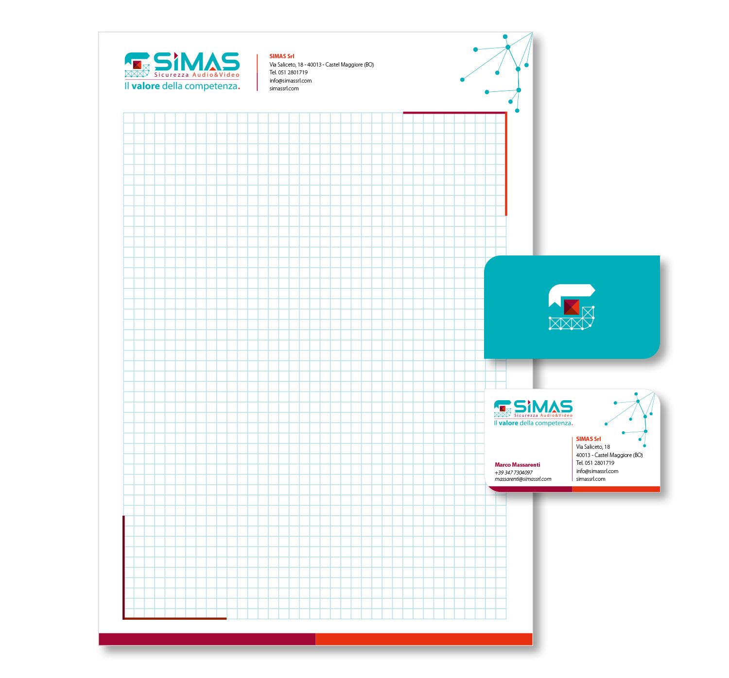 Corporate Identity immagine coordinata Simas Sicurezza Audio&Video