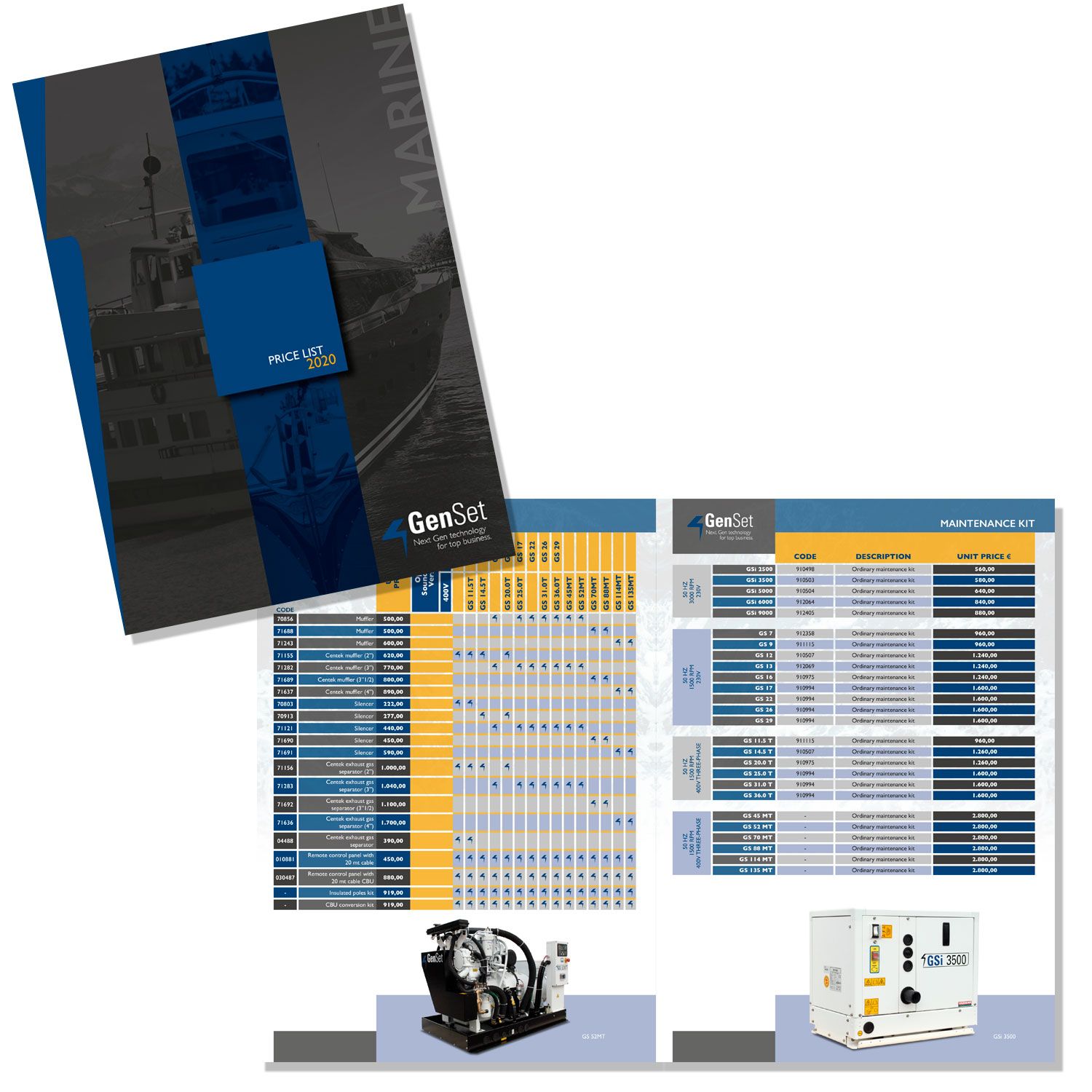 Listino prezzi generatori marini Genset