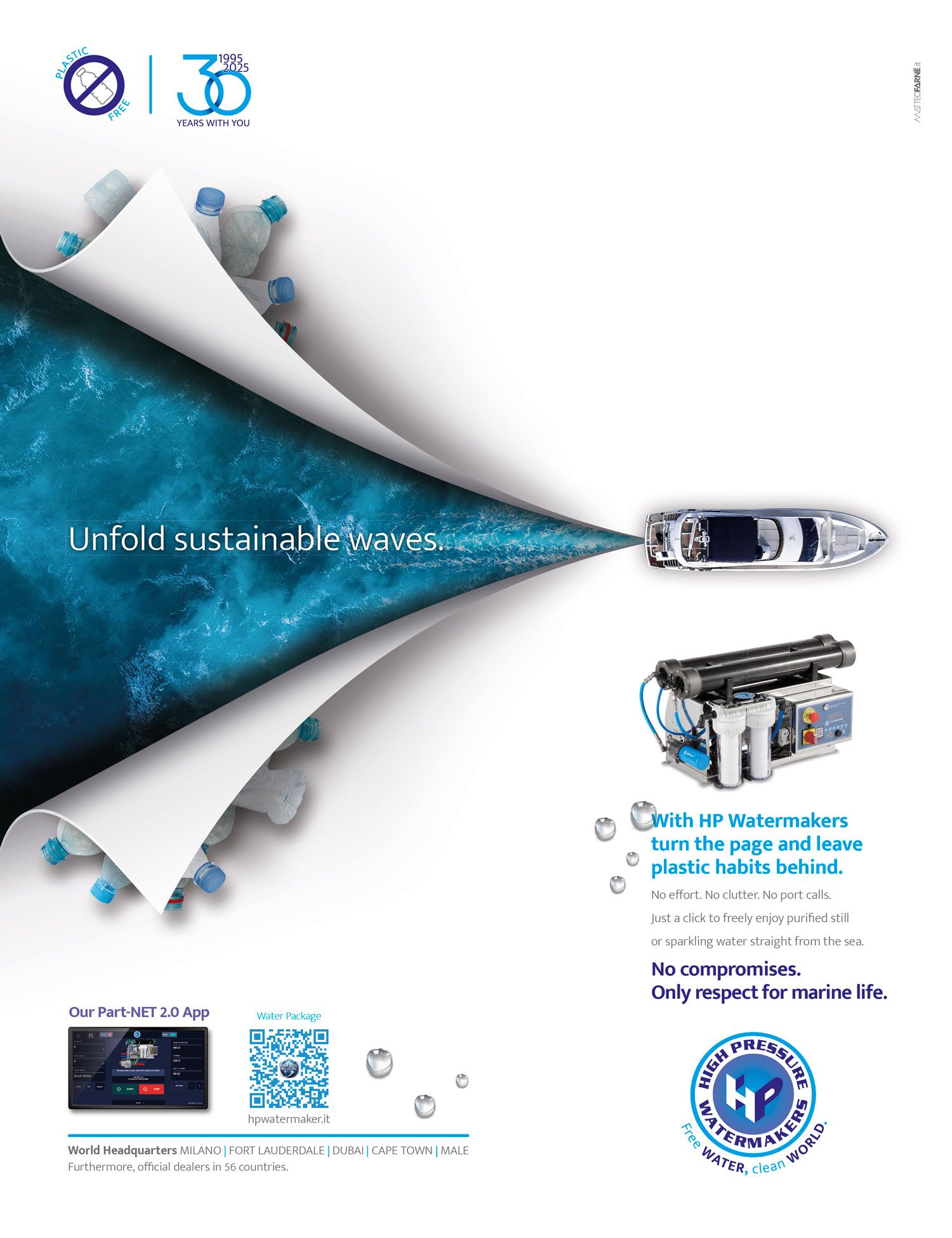 Matteo Farnè Marketing Pubblicità pagina pubblicitaria per HP Watermakers 2025