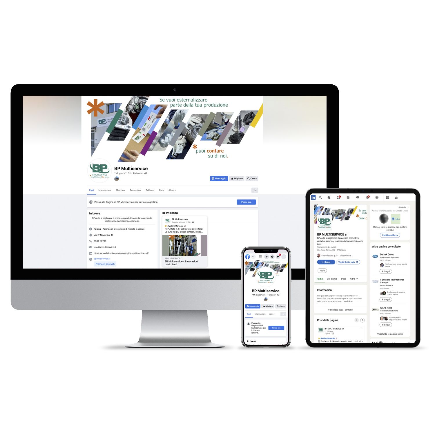 Social management Facebook Linkedin digital BP Multiservice