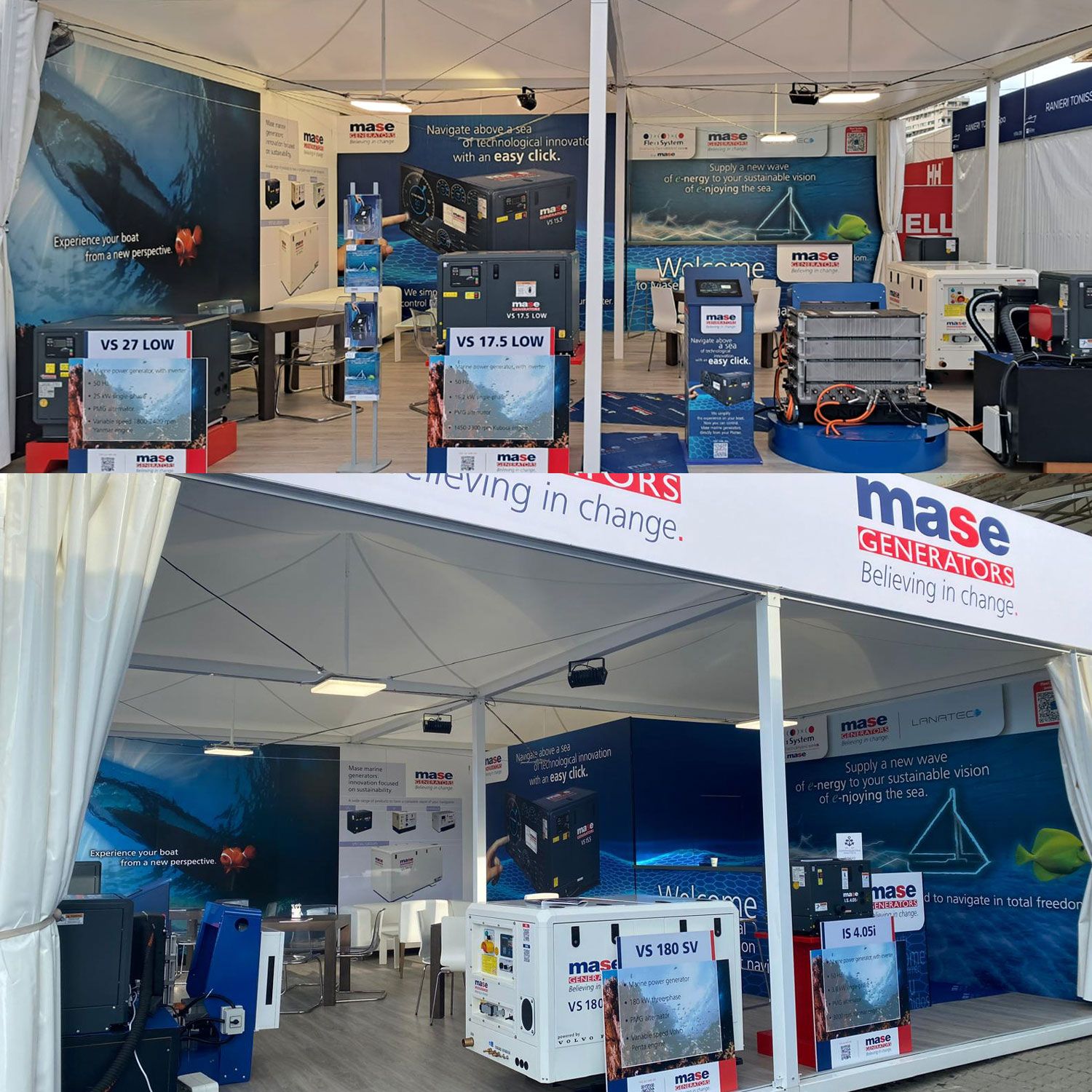 Mase Generators progetto stand fiera nautica Salone di Genova 2024